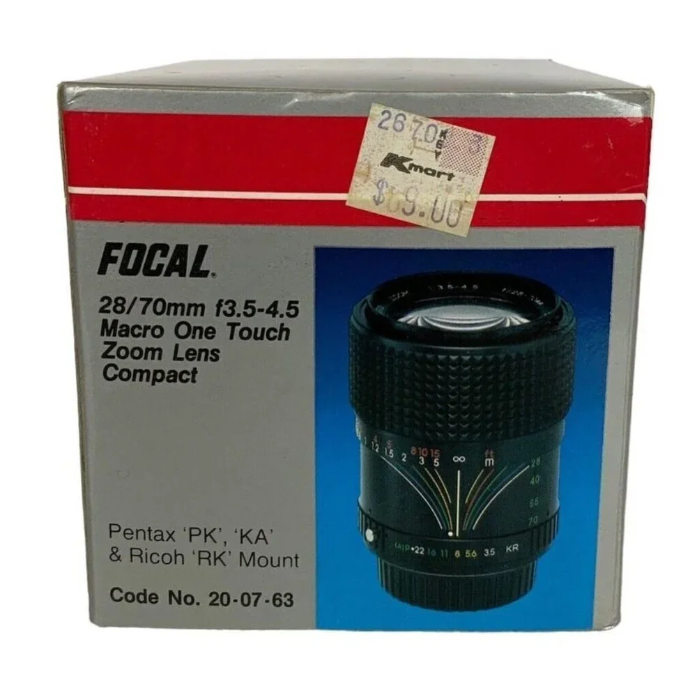 Vintage Focal 28/70mm f3.5-4.5 Macro One Touch Zoom Lens Original Box